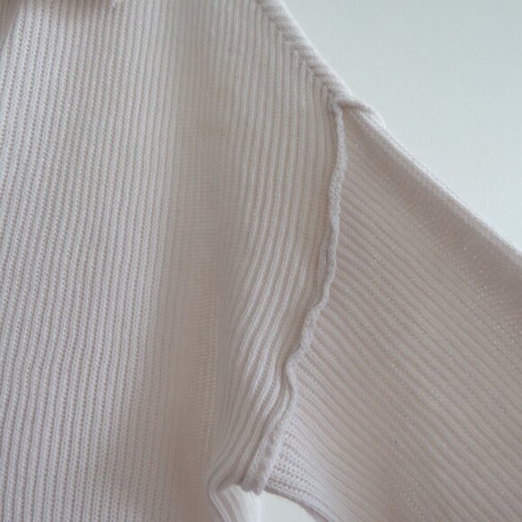 FREE PEOPLE BEACH Picnic Sweater Mini Dress Ribbed White Comfy Boho Coastal Sz M - Picture 3 of 15